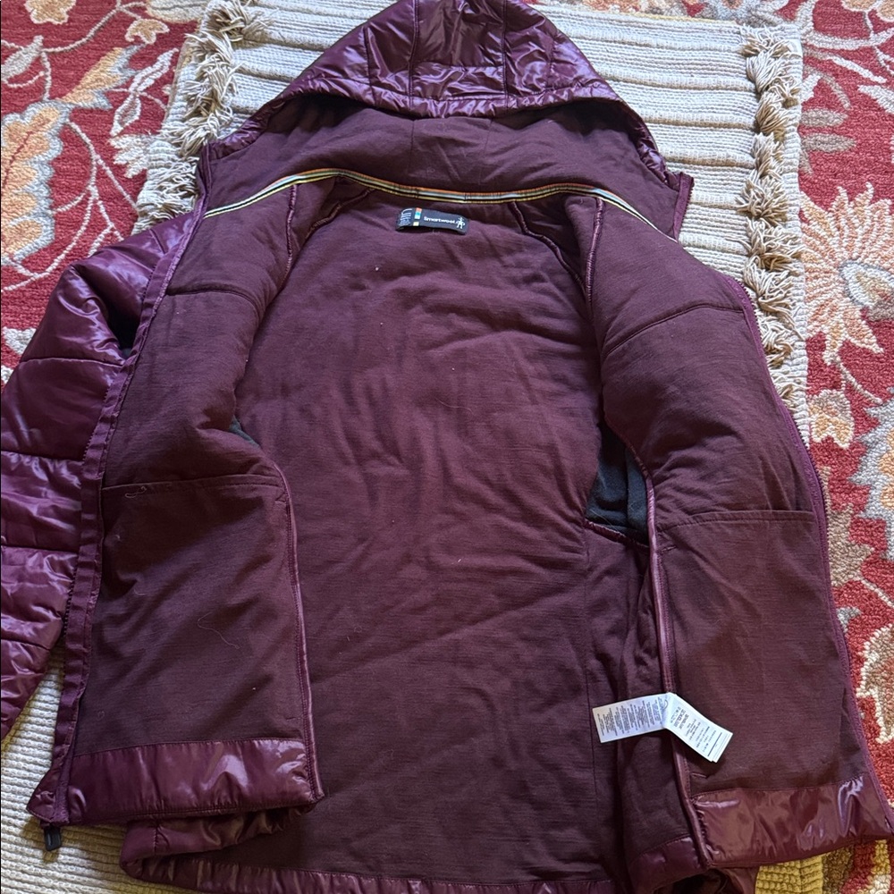 Smartwool Jacket smartloft wool loft gorgeous Wine burgundy fig NEW Women’s L - Picture 3 of 13